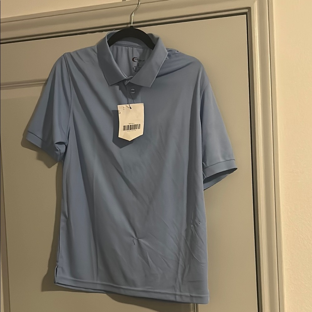 Blue Polo Shirt with Collared Neckline and Relaxed Fit